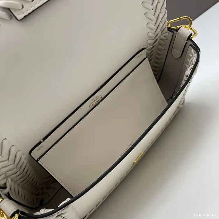 Affordable HOT White Baguette In Bag Stitching Leather Medium Fendi 0527